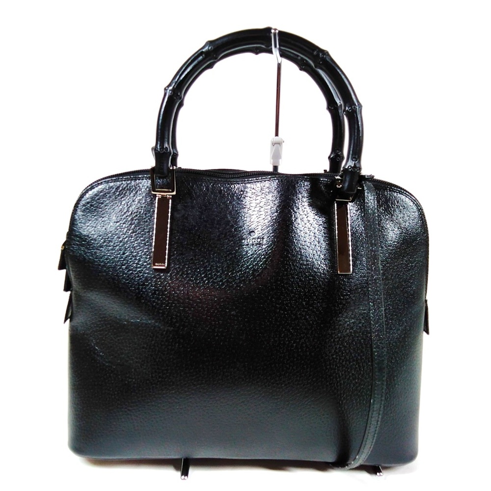 Gucci Hand Bag Bamboo Black Leather